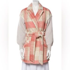 Cinq a Sept Plaid Pink Coat